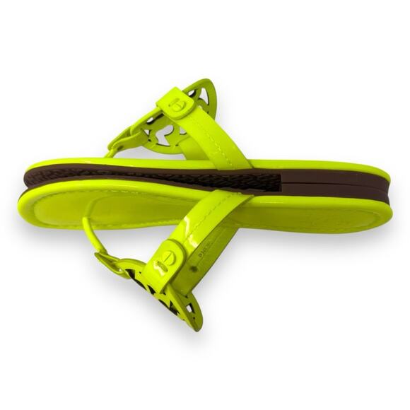 Tory Burch Patent Leather Miller Sandal Fluorescent Neon Yellow 6 Women’s - Picture 7 of 11